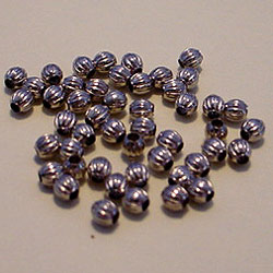 10 x  Fluted Silver Metal Beads 5mm