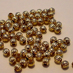 25 x 2mm Fluted Gold /  Brass Beads