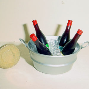 Tub Of Ice Cubes And Wine Bottles