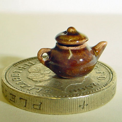 Tiny 1/24th China Brown Teapot