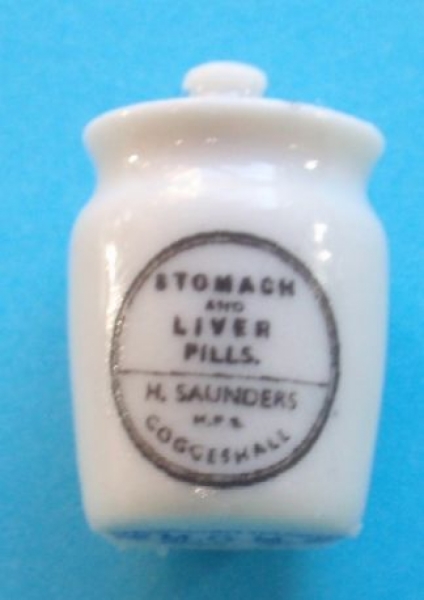 White China Chemist Jar of Stomach and Liver Pills