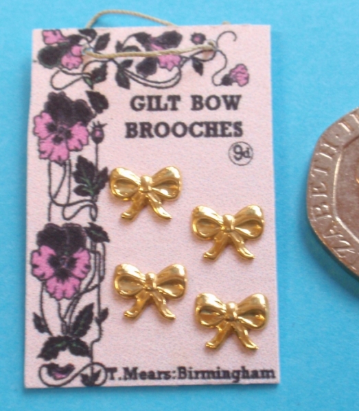 Gilt Bow Brooches - Hanging Shop Card