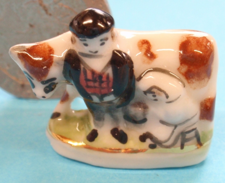 China Milking-Time Ornament (Brown & White Cow)