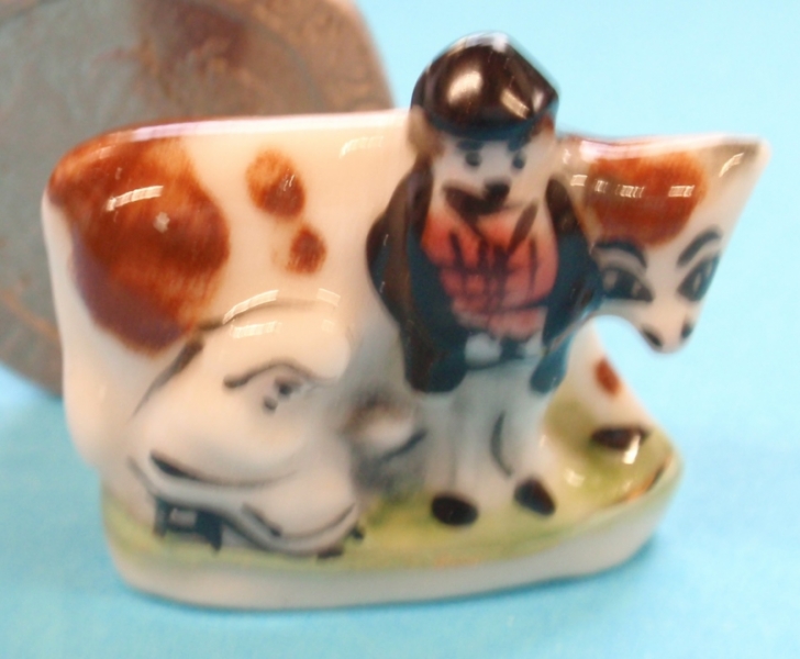 China Milking-Time Ornament (Brown & White Cow)