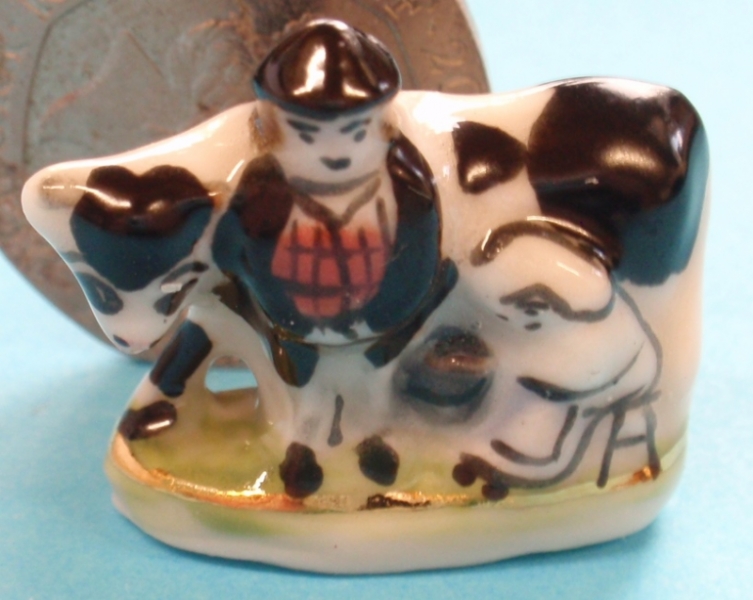 China Milking-Time Ornament (Black & White Cow)