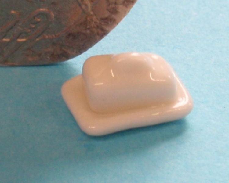 1/24th Scale Tiny  White Cheese / Butter Dish