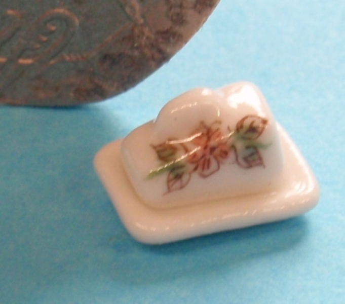 1/24th Scale Tiny Floral Cheese / Butter Dish