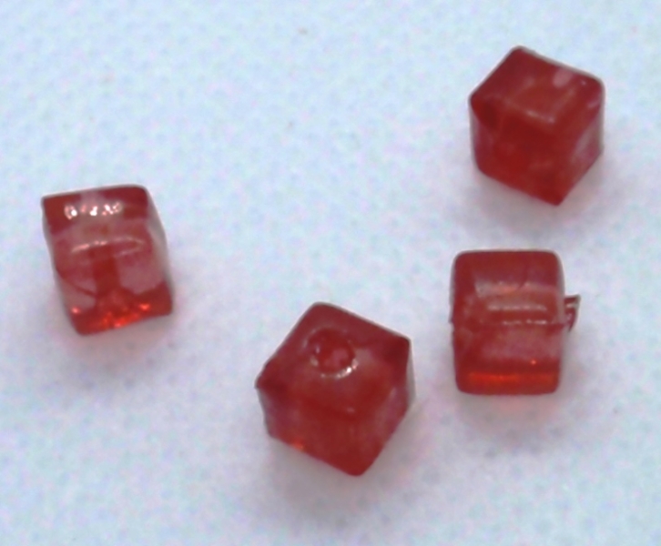 Square Red Glass Bead