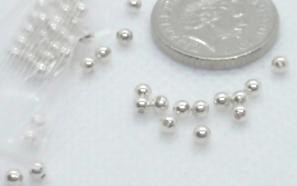 2mm Round Plain Bright Silver Beads