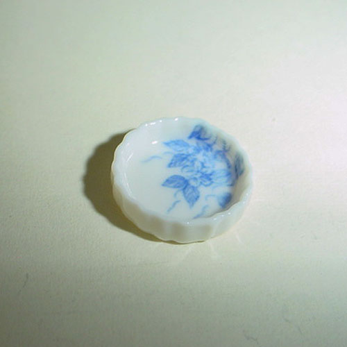 1/24th scale China Flan Dish Blue Floral 12mm