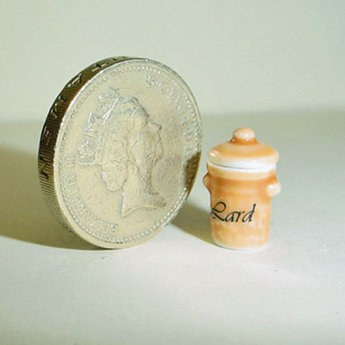 1/24th Transfer Printed Brown China Lidded Lard Pot