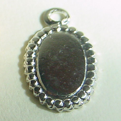 Silver Colour Oval Drop With Ring