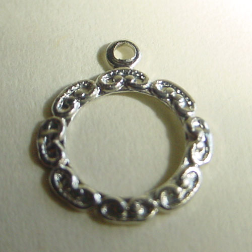 Silver Colour Round Drop With Open Center.