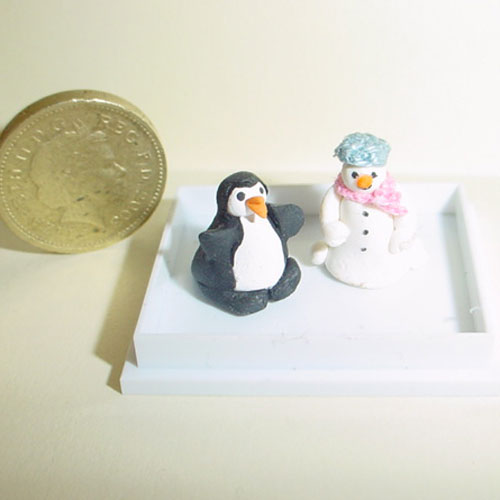 Penguin and Snowman Ornaments.