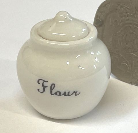 Ceramic Kitchen Storage Jar with Lid - Flour - Large