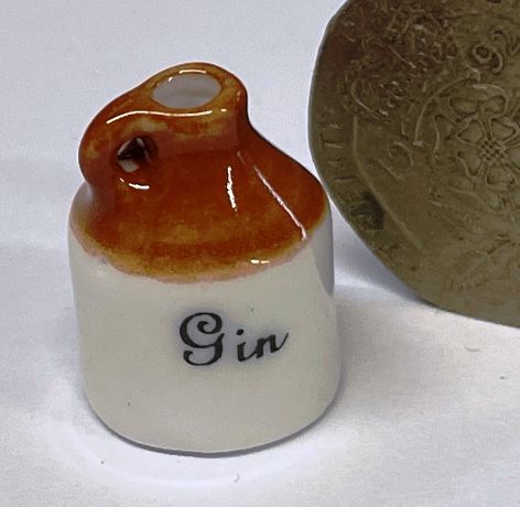 Brown Semi Glazed Gin Flagon. 1/12th Scale.