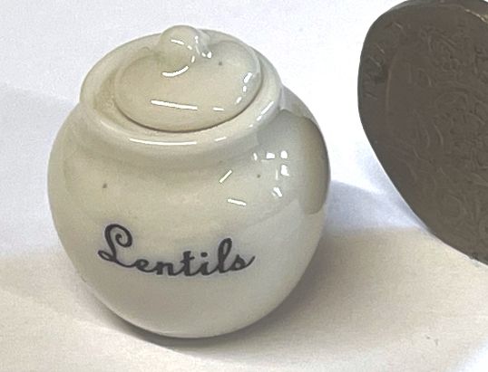 Ceramic Kitchen Storage Jar with Lid - Lentils  - Large