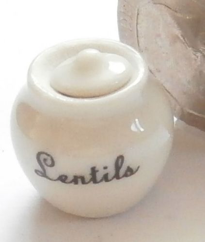 Ceramic Kitchen Storage Jar with Lid - Lentils