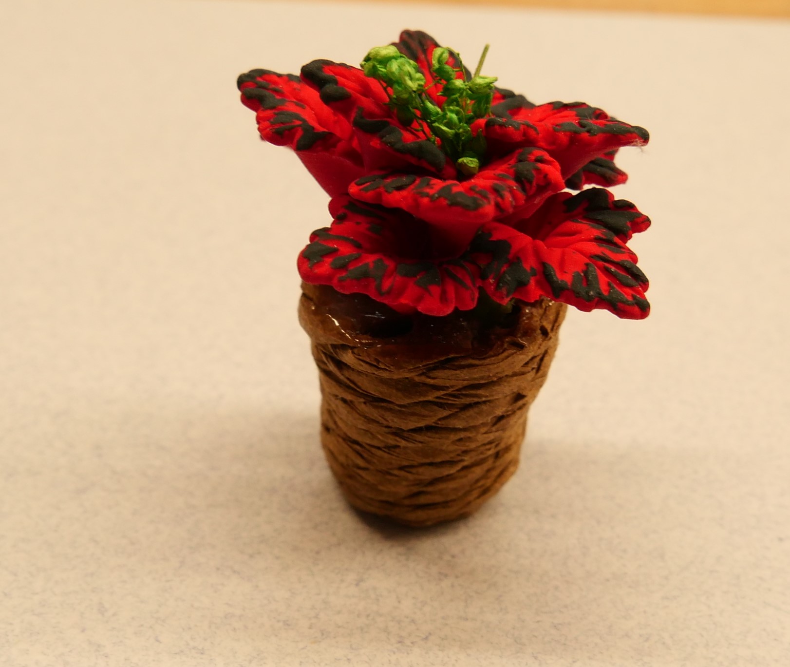 Poinsettia Christmas Flower in a basket