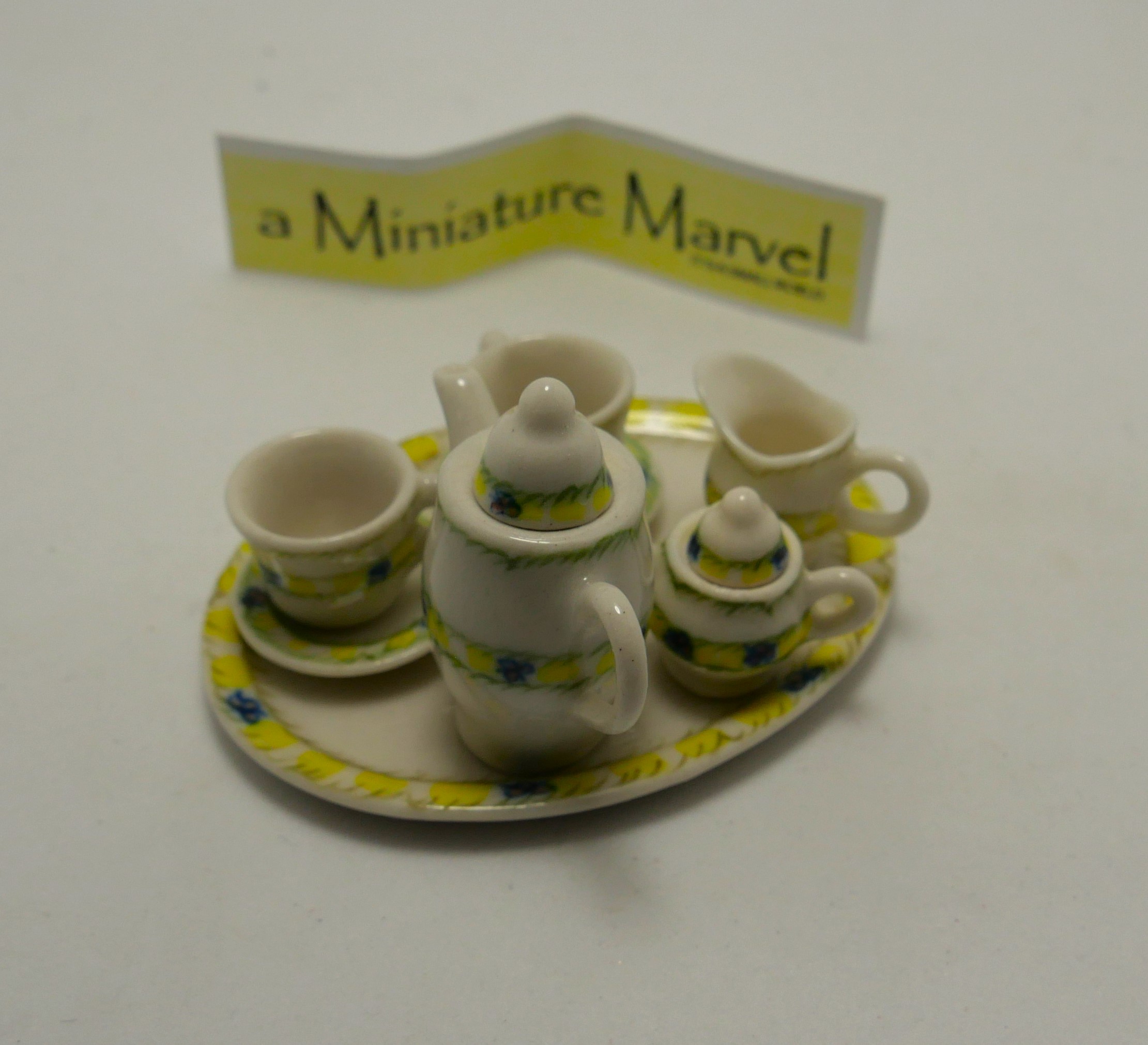 Tea Set limited edition fine quality porcelain yellow / blue