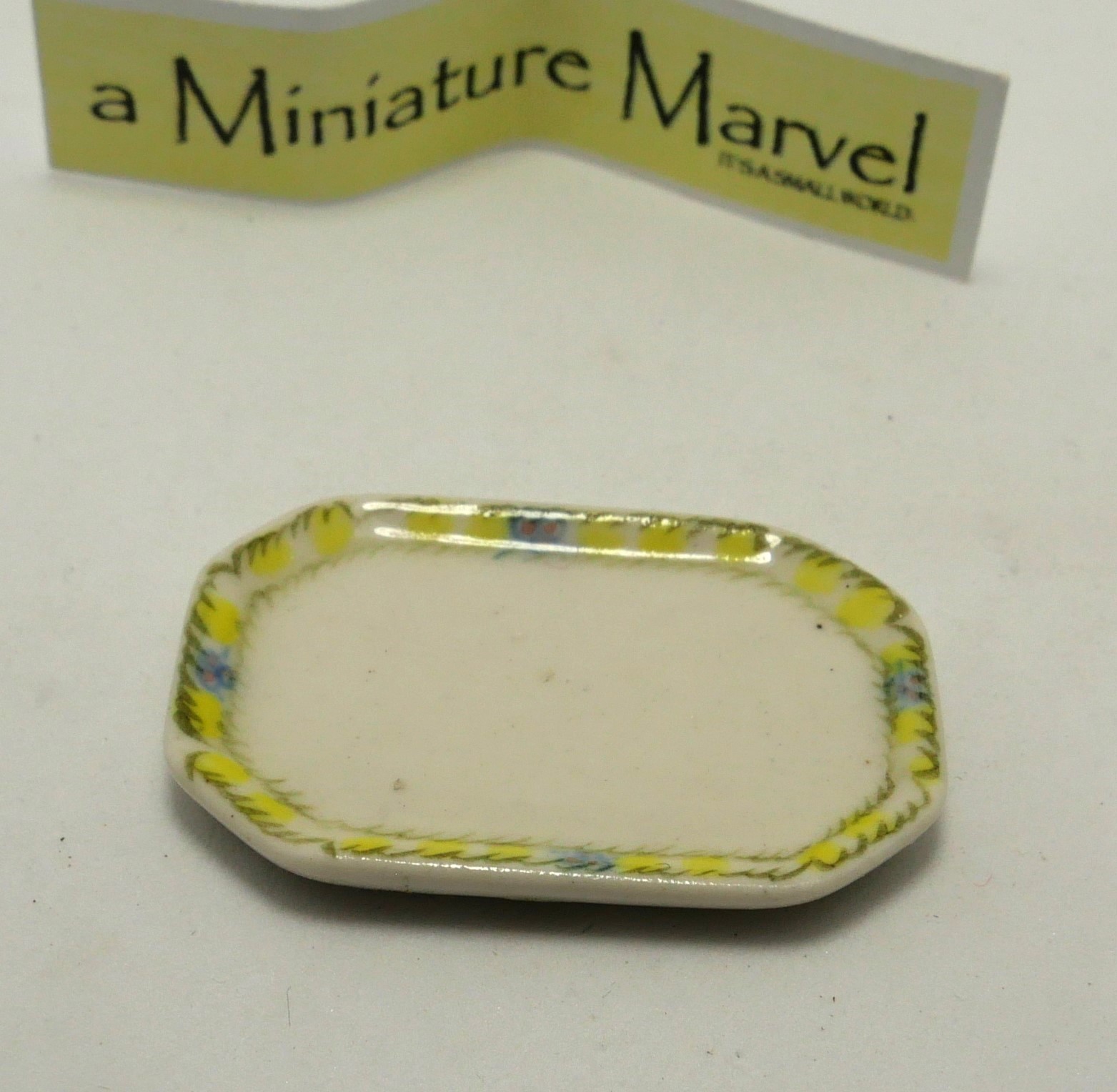 rectangular plate or platter in yellow  blue