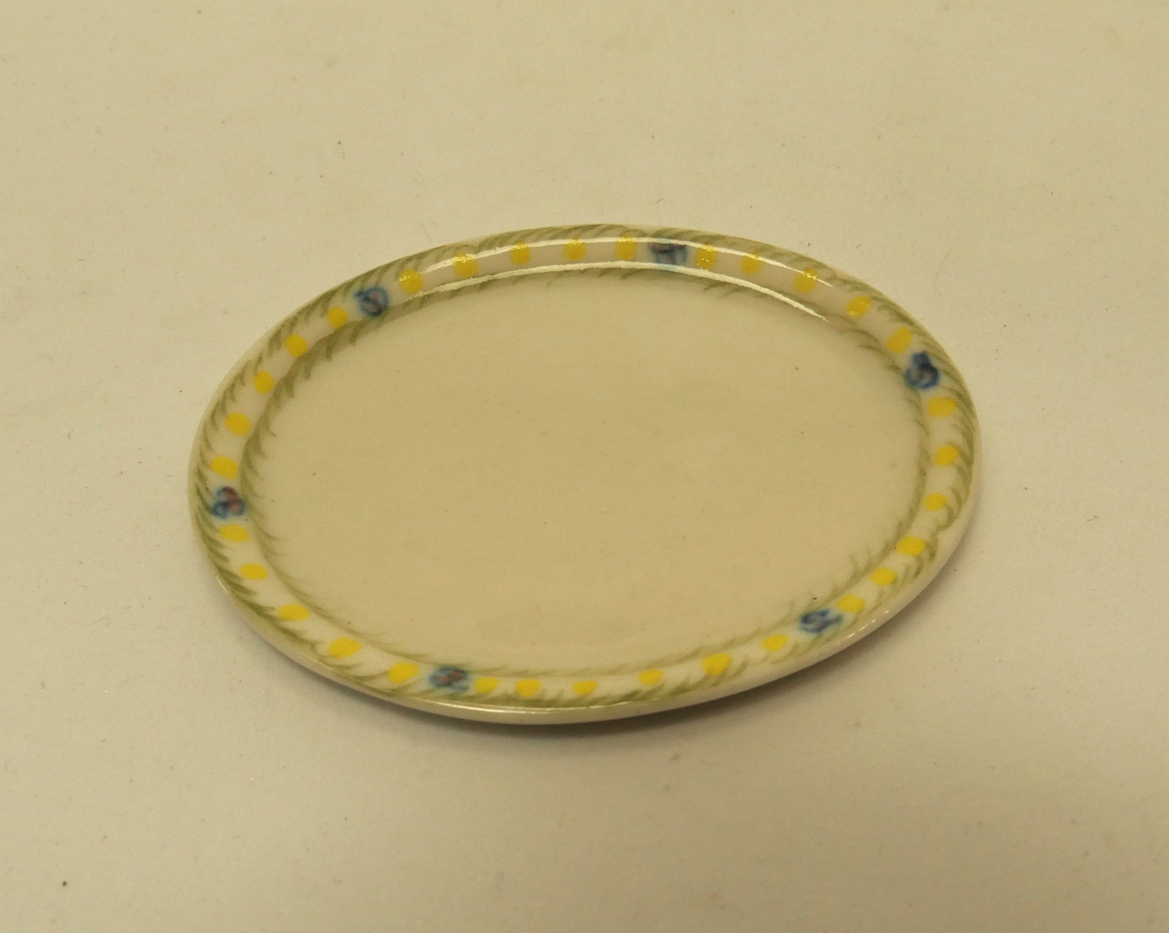 Oval serving tray / platter yellow blue