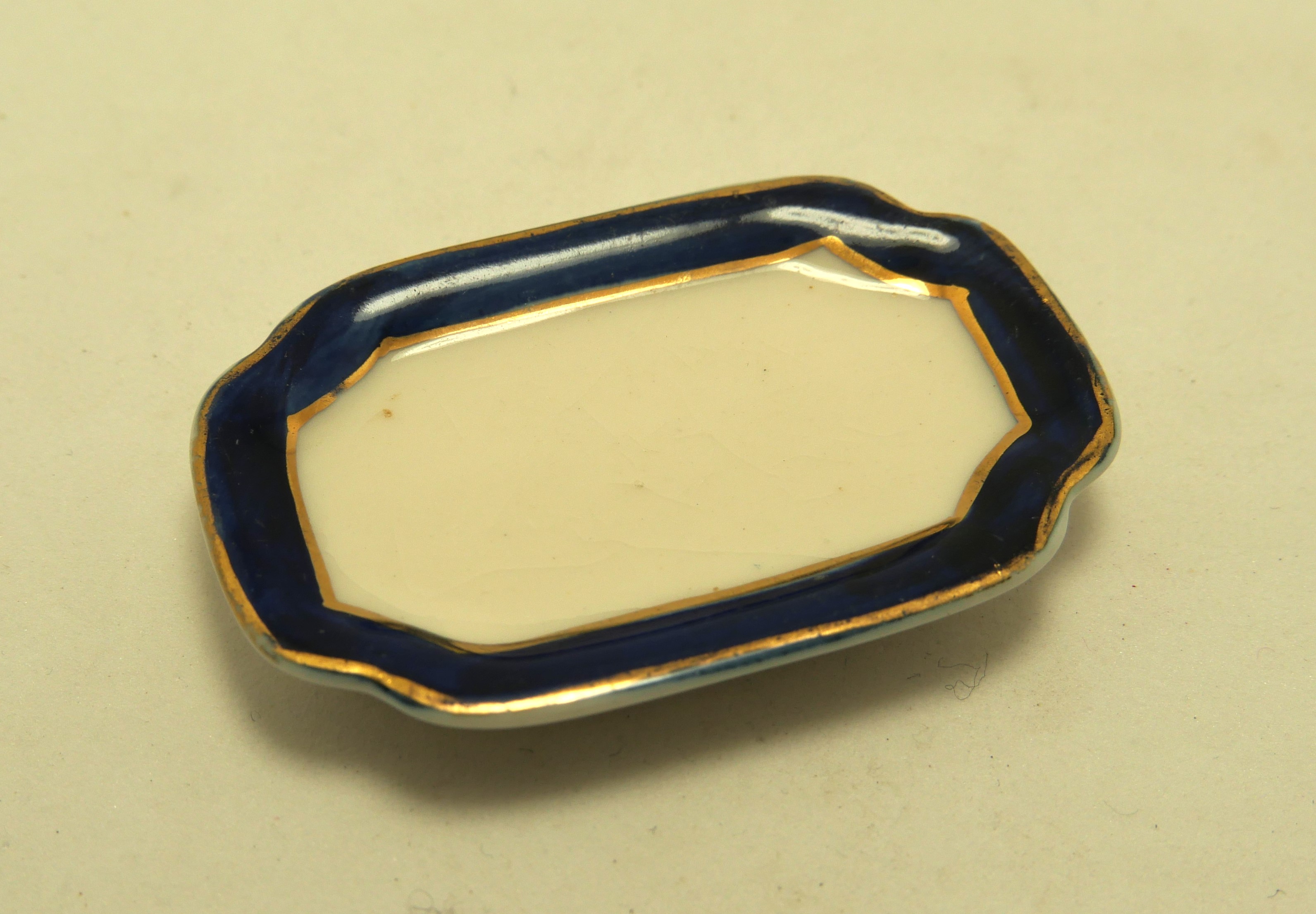 rectangular Plate / Platter Blue Gold