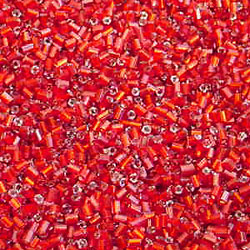 Deep Satin Red Glass Bugle Beads