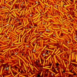 Orange Glass Bugle Beads