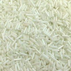 White Pearlized Glass Bugle Beads