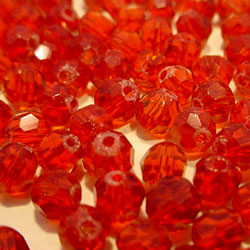 25 x Red Crystal Round Facets