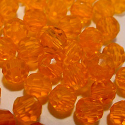 25 x Orange Round Crystal Facets