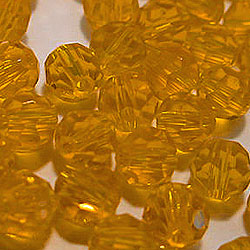 25 x Sun Yellow Round Crystal Facets