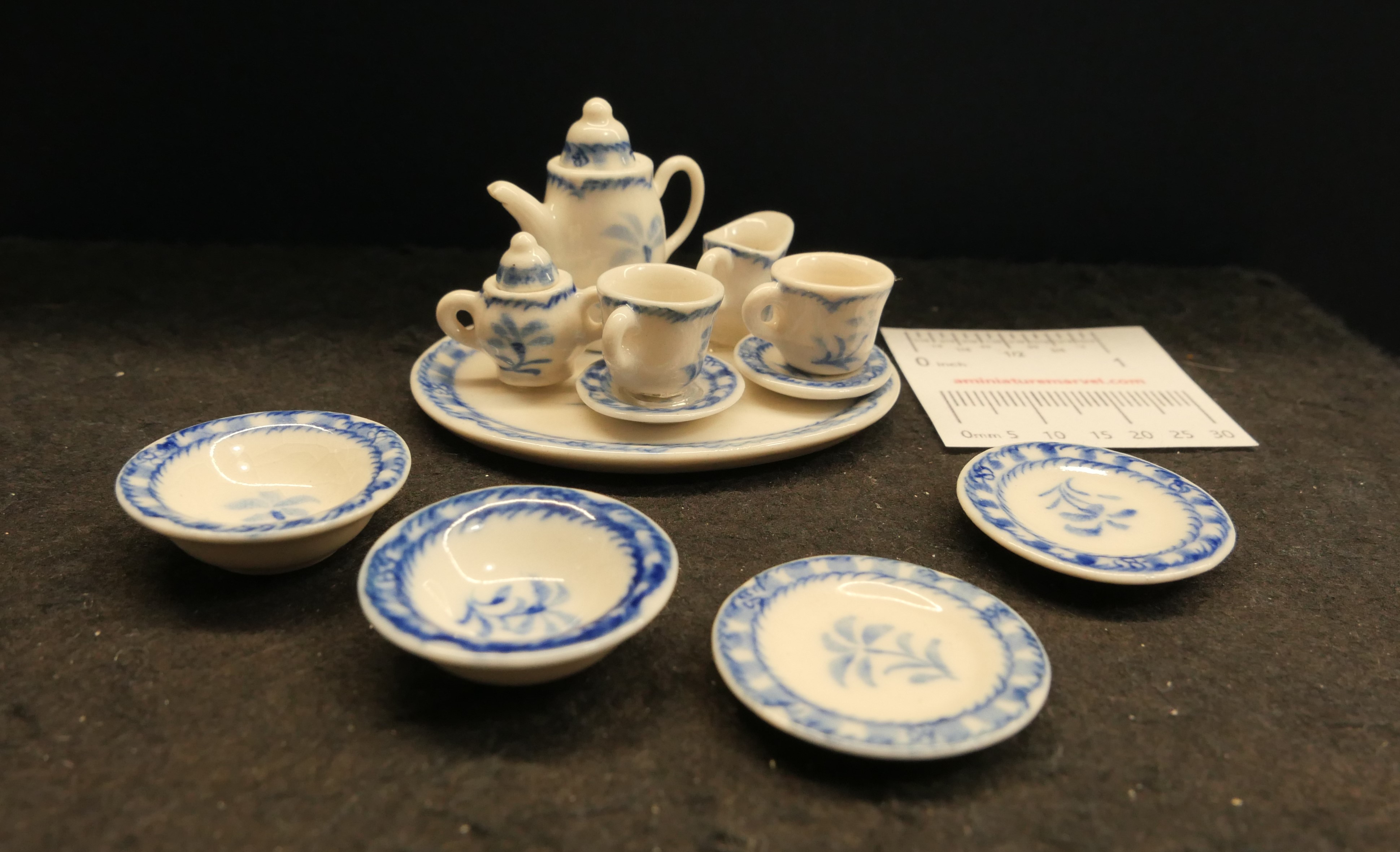 Tea Set breakfast- Teatime blue on white