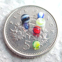 Miniature Set Of 6 Hand Crafted Glass Marbles