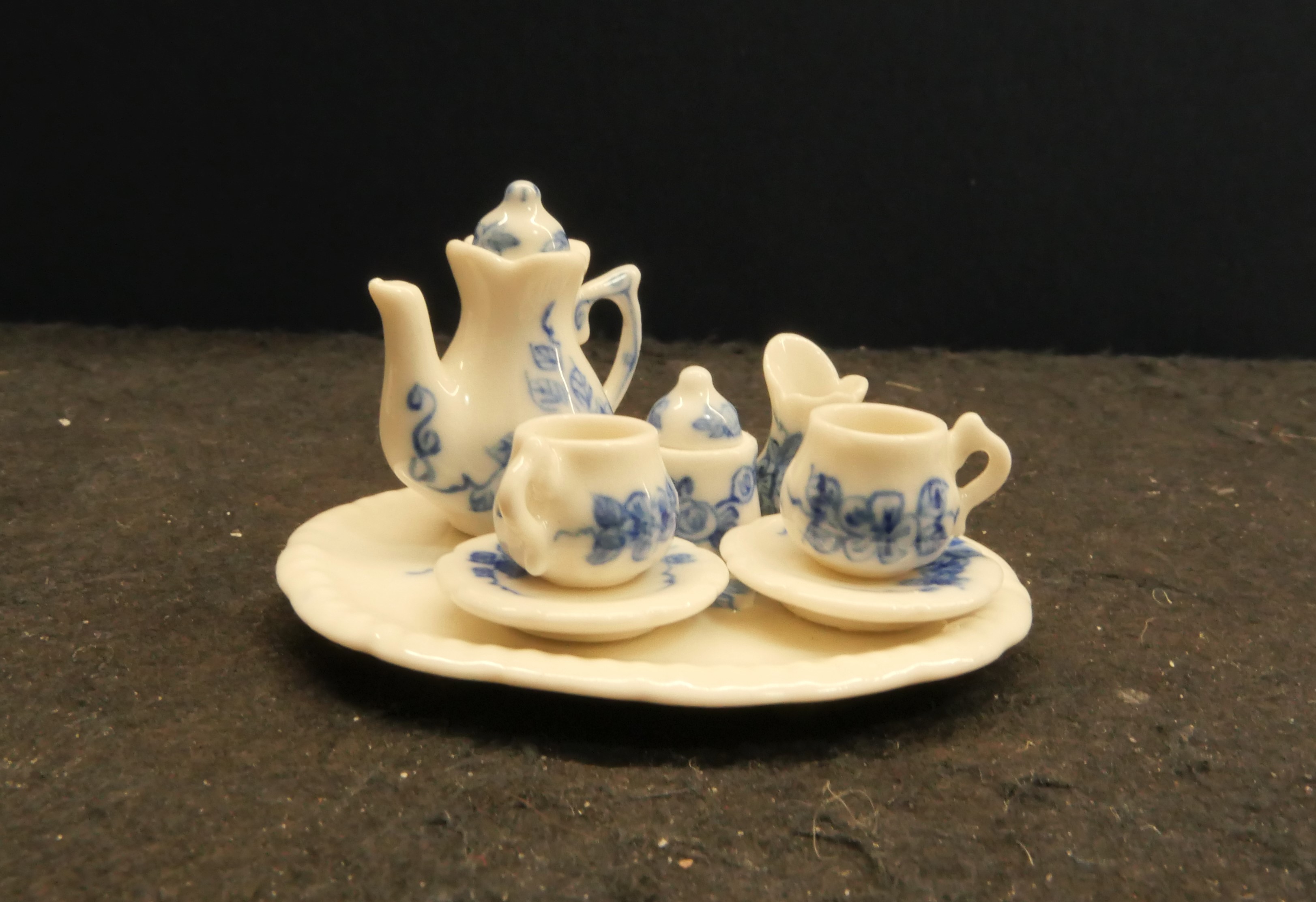 Coffee Set for two  - blue on white